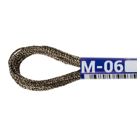 Нитки для вышивания Gamma мулине NM металлик 100% полиэстер 12 x 8 м цв.М-06 черный/золото