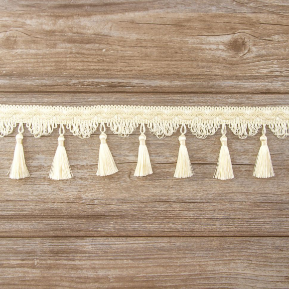 Тесьма с кисточками декоративная PASSAN цвет нежно-кремовый