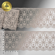 Кружево на сетке KRUZHEVO арт.TR.62906 шир.80мм цв.373 песочный уп.14м