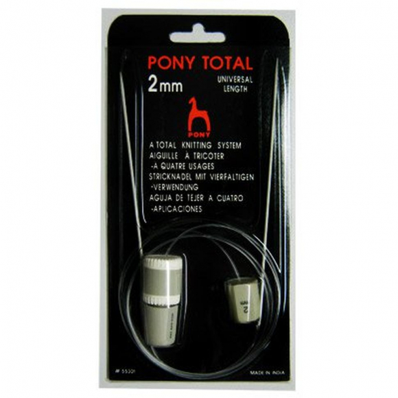 55301 (55601) PONY Спицы прямые для вязания гибкие 2,00 мм/ 60 см, алюминий, со счетчиком петель, 2 шт