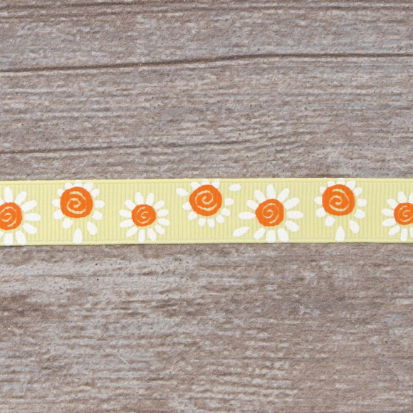 Лента репсовая SAFISA с напечатаным рисунком, 15 мм, 15 м, цвет 32, желтый