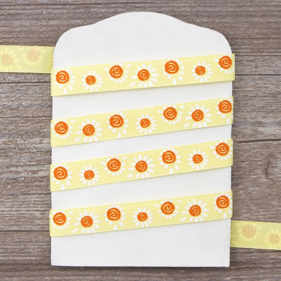 Лента репсовая SAFISA с напечатаным рисунком, 15 мм, 15 м, цвет 32, желтый