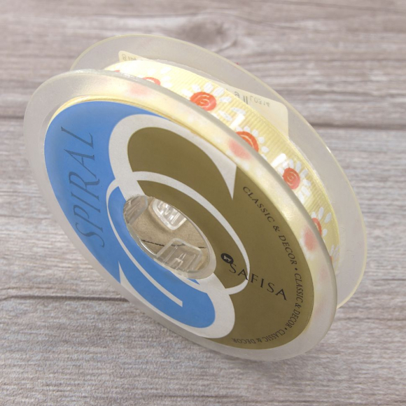 Лента репсовая SAFISA с напечатаным рисунком, 15 мм, 15 м, цвет 32, желтый