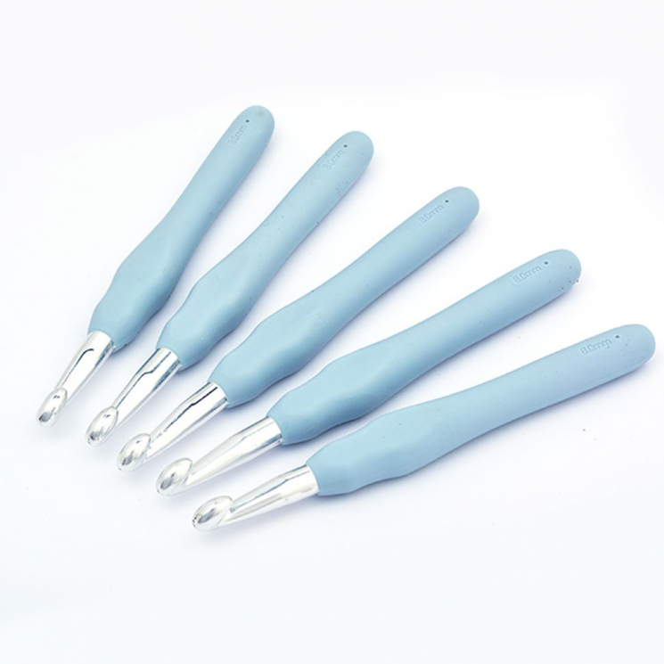 Крючок алюминиевый для вязания Maxwell Colors с резиновой ручкой арт.TB.AL-REZ15  8мм