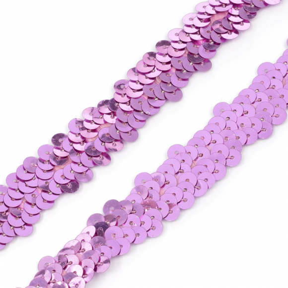 Тесьма с пайетками TBY арт.5697 шир.20 мм цв.09 сиреневый уп.9,14м Тесьма с пайетками TBY арт.5697 шир.20 мм цв.09 сиреневый уп.9,14м