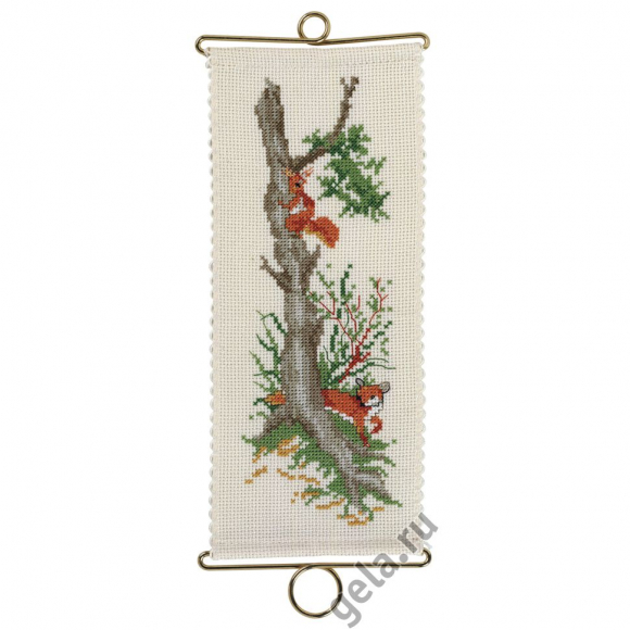 Набор для вышивания PERMIN арт.36-5302 Панно Белка и лиса 10х24 см