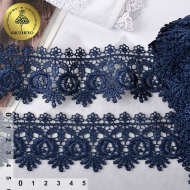 Кружево гипюр KRUZHEVO арт.TR.8GB0152 шир.40мм цв.05 т.синий, уп.9м