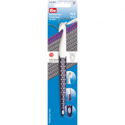 218494 PRYM Крючок для вязания Prym ergonomics 17см 15мм пластик уп.1шт белый/фиолетовый