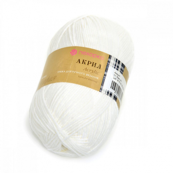 Пряжа для вязания ПЕХ Акрил (100% акрил) 5х100г/300м цв.001 белый