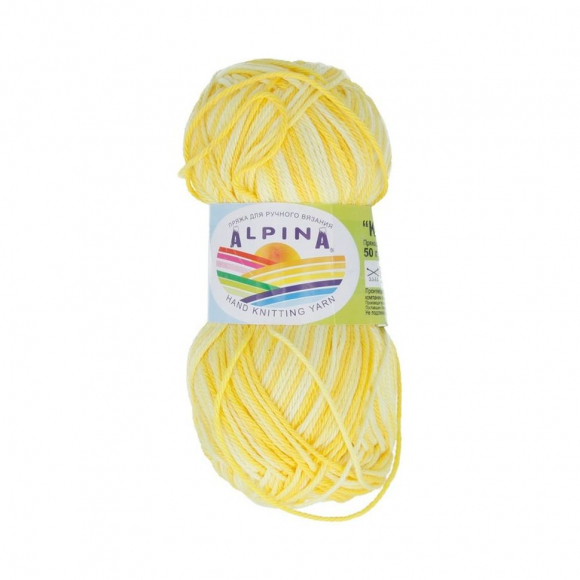 Пряжа ALPINA KATRIN (100% мерсеризованный хлопок) 10х50г/140м цв.046 св.желтый-яр.желтый