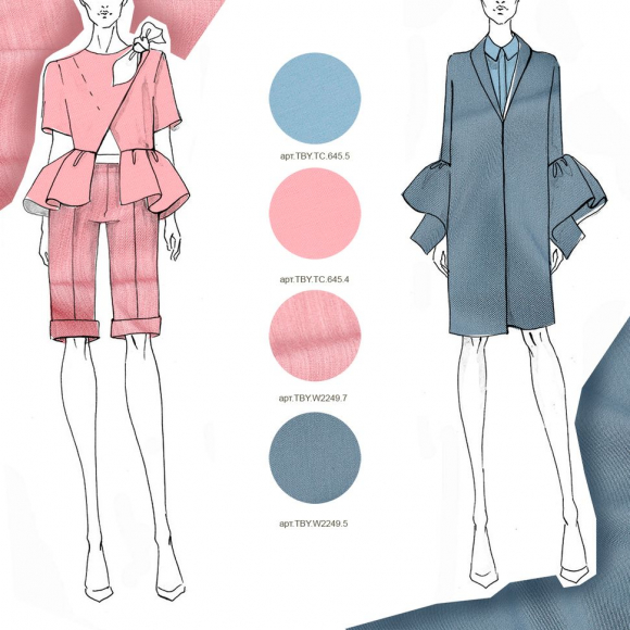 Ткань ТиСи поплин стрейч 110 г/м? 65% пэ, 33% хлопок, 2% спандекс шир.150 см арт.TBY.TC.05 цв.св.голубой рул.25м