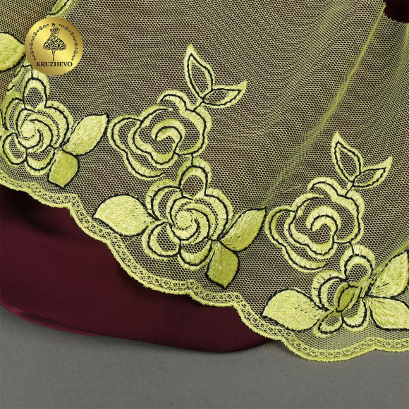 Кружево вышивка на сетке KRUZHEVO арт.TBY.OG74 шир.135мм цв.желтый,левая уп.6м Кружево вышивка на сетке KRUZHEVO арт.TBY.OG74 шир.135мм цв.желтый,левая уп.6м