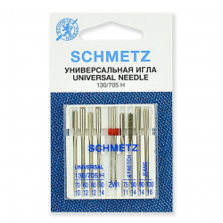 Иглы для бытовых швейных машин Schmetz комбинированные 130/705H №№ 70,80(2),90;75,90(S);90,100(J);80/2.0, уп. 9 игл