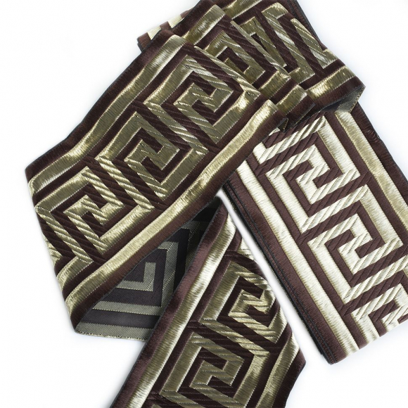 Лента отделочная жаккардовая арт.TBY.1907-5 шир.80мм цв.коричневый уп.8,2 м