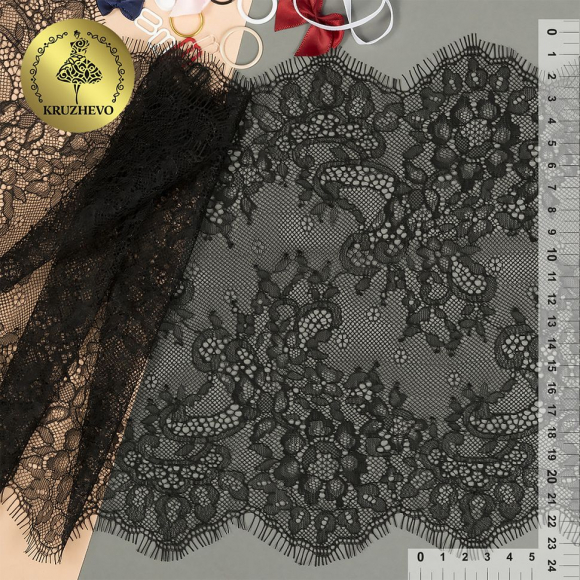 Кружево реснички KRUZHEVO арт.TBY 75227 шир.240мм цв.02 черный уп.3м Кружево реснички KRUZHEVO арт.TBY 75227 шир.240мм цв.02 черный уп.3м