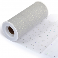 Фатин ср.ж. с блестками в шпульках, 100% ПЭ, арт.TBY.T665 шир.150мм цв.023 серый уп.22,86м