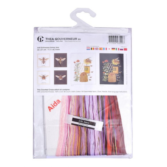 Набор для вышивания "Пчела на эхинацее", канва Aida 18 ct