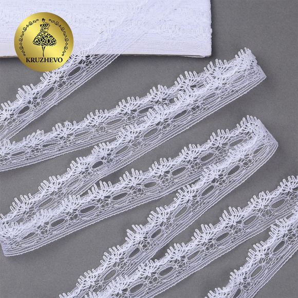 Кружево-трикотаж KRUZHEVO арт.TBY 1675 шир.20мм цв.01 белый, уп.9,14м