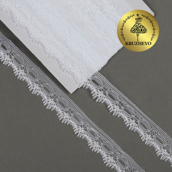 Кружево-трикотаж KRUZHEVO арт.TBY 1675 шир.20мм цв.01 белый, уп.9,14м