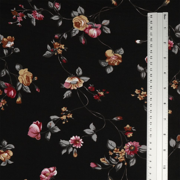 Ткань Штапель  TBY Vi-227087-c1 плот 110г/м2 100% вискоза шир. 145 см цв.с1 черный уп.5м