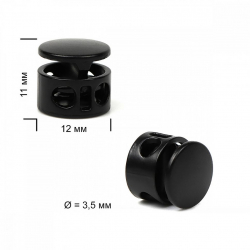 Фиксатор для шнура металл TBY OR.0305-5356 (11х12мм, 2отв.3,5мм) цв.мат.черный уп.100шт