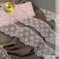 Кружево на сетке KRUZHEVO арт.TR.3818 шир.60мм цв.05 розовая пудра уп.9м