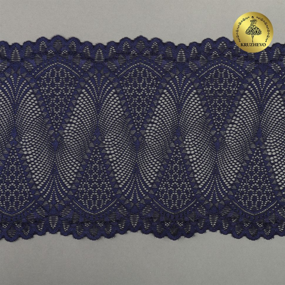 Кружево-стрейч KRUZHEVO арт.TBY.30200 шир.190мм цв.061 темно-синий уп.25м