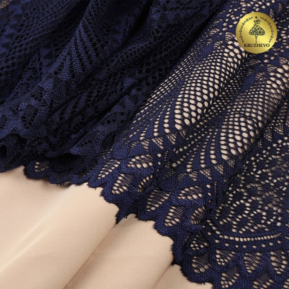 Кружево-стрейч KRUZHEVO арт.TBY.30200 шир.190мм цв.061 темно-синий уп.25м