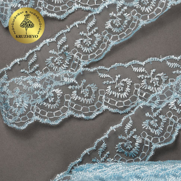 Кружево капрон KRUZHEVO арт.TBS.30010 шир.45мм цв.047 (267) голубой уп.9,14м
