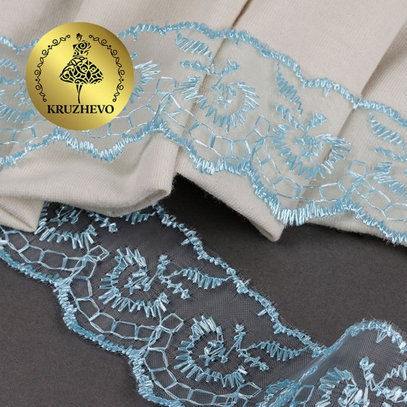 Кружево капрон KRUZHEVO арт.TBS.30010 шир.45мм цв.047 (267) голубой уп.9,14м