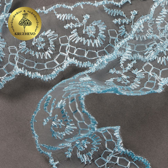 Кружево капрон KRUZHEVO арт.TBS.30010 шир.45мм цв.047 (267) голубой уп.9,14м