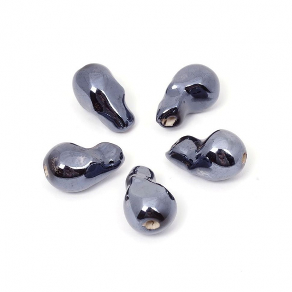 Бусины керамические TESОRO арт.TS-387 цв.001 черный 18х10 мм