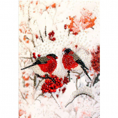 Набор для вышивания хрустальными бусинами ОБРАЗА В КАМЕНЬЯХ арт. 5518 Снегири (фрагмент) 22х30 см