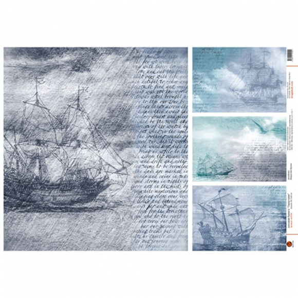 92187_Рисовая бумага А3 "Парусники"