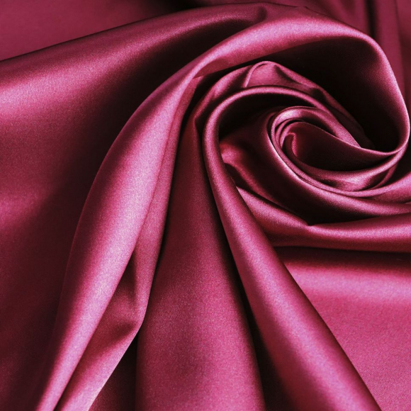 Ткань атлас стрейч 105 г/м? 98% полиэстер, 2% спандекс шир.150 см арт.Р.15056.13 цв.13 бордовый уп.25м