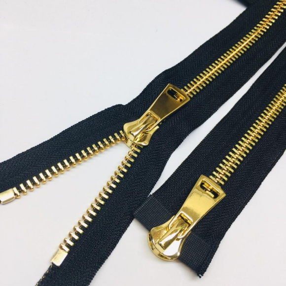 Молния металл №8ТТ золото два замка 100см D580 черный