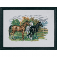 Набор для вышивания EVA ROSENSTAND арт.72-474 Три лошади 47х34 см