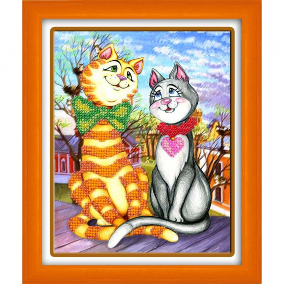 Набор для вышивания бисером ПАУТИНКА арт.Б-554 Кошки-Матрешки 14х18 см