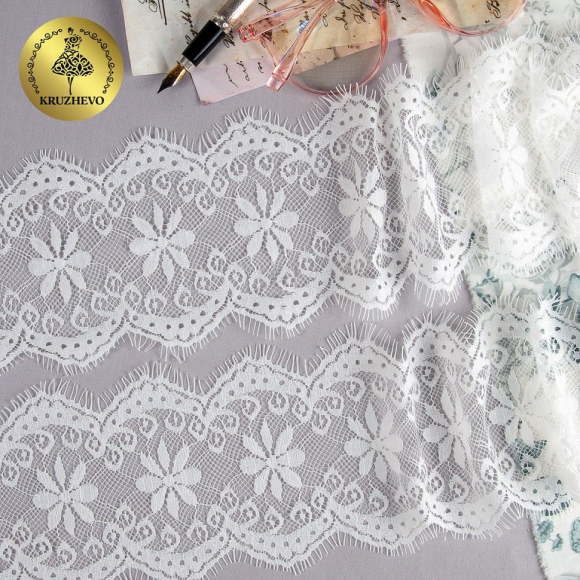 Кружево реснички KRUZHEVO арт.TBY 9828 шир.100мм цв.1 белый уп.15м (по 3м) Кружево реснички KRUZHEVO арт.TBY 9828 шир.100мм цв.1 белый уп.15м (по 3м)