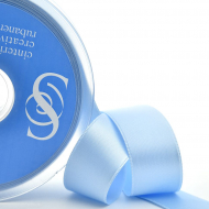 18999_Лента атласная двусторонняя SAFISA, 6.5 мм, 25 м, цвет 51, голубой бледный