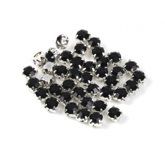 Стразы пришивные в цапах стекло TBY арт.MS.40.B цв.черный 4 мм, уп. 1440шт