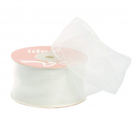 Лента капрон (органза) IDEAL шир.40мм цв.1001 белый уп.27,4 м