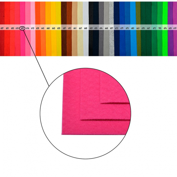 Фетр листовой жесткий Magic 4 Hobby 1мм 20х30см арт.FLT-H1 уп.10 листов цв.609 ярк.розовый