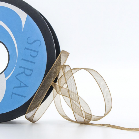 Лента органза SAFISA, 7 мм, 25 м, цвет 88, коричневый светлый