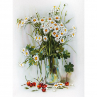 Набор для вышивания PANNA Живая картина арт. JK-2036 Ромашки и вишни 30х21,5 см Набор для вышивания PANNA Живая картина арт. JK-2036 Ромашки и вишни 30х21,5 см