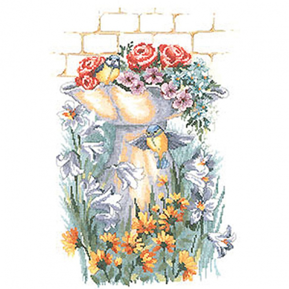 Набор для вышивания PERMIN арт.90-4399 Синицы в цветах 37х47 см