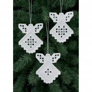 Набор для вышивания PERMIN арт.01-5653 Украшения на елку в технике хардангер Ангелочки 10х9 см