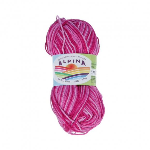 Пряжа ALPINA KATRIN (100% мерсеризованный хлопок) 10х50г/140м цв.039 св.розовый-т.розовый-малиновый Пряжа ALPINA KATRIN (100% мерсеризованный хлопок) 10х50г/140м цв.039 св.розовый-т.розовый-малиновый