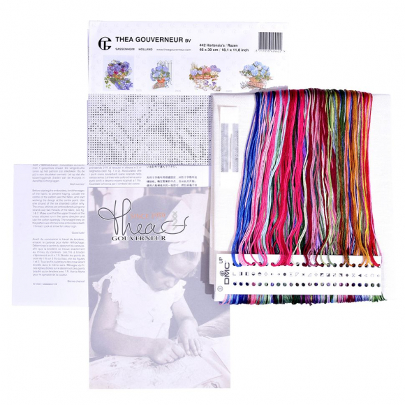 Набор для вышивания "Гортензия и роза", канва аида 16 ct