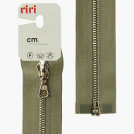 65973_Молния металл, Ni, разъёмная 1 замок, на атласной тесьме, 4 мм, 70 см, цвет 5884, серо-зеленый